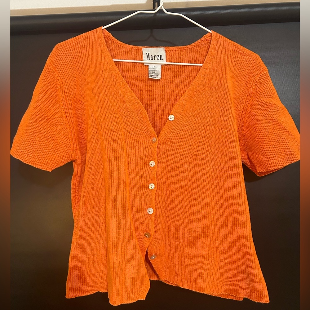 Y2K orange knit cardigan